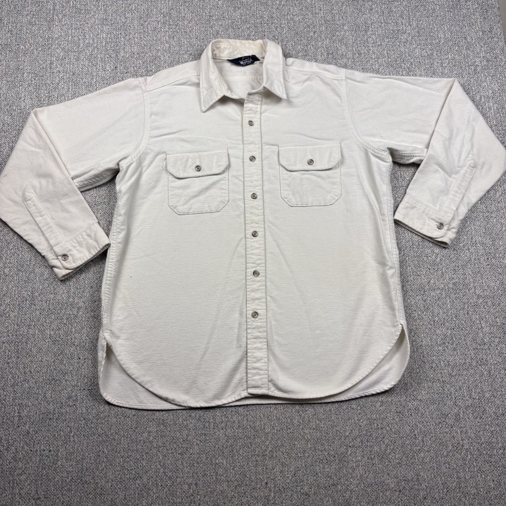 Vintage 90s Woolrich Chamois Cloth Shirt Mens XL USA Made Heavy Outdoor Workwear